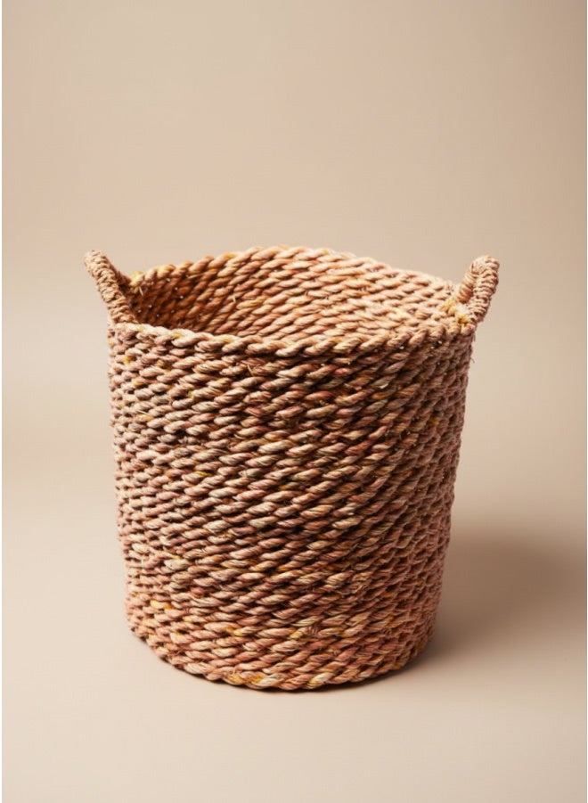 CASA HOME CasaHome Natural Rope Storage Basket with Handles, Woven Cylinder Laundry & Toy Organizer, Wheat Natural Boho Décor for Living Room - Image 1