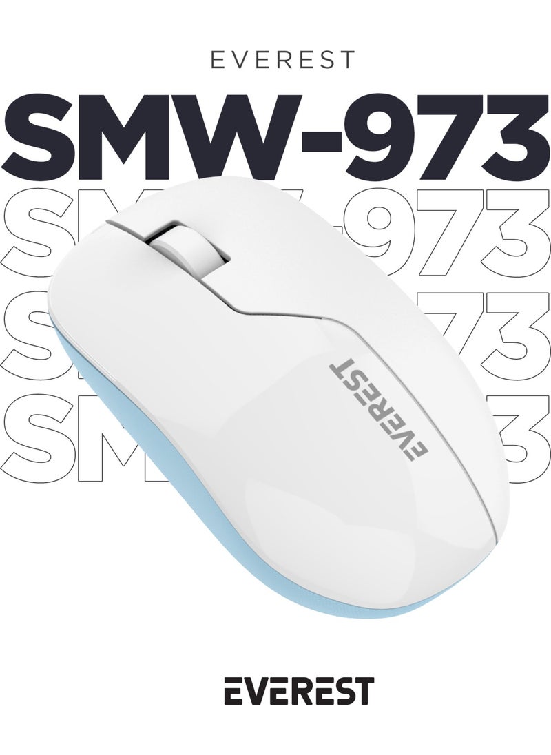 Everest SMW-973 USB White/blue 2.4ghz Wireless Mouse  - Image 1