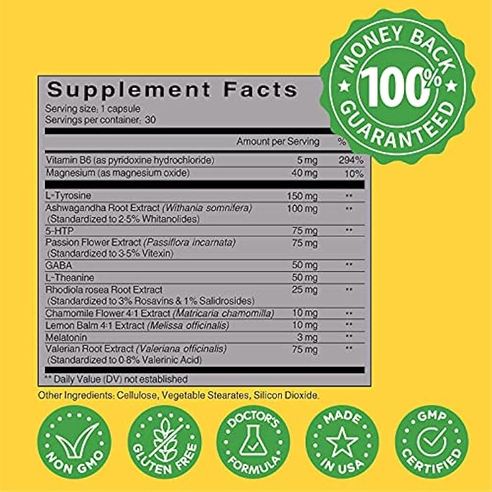 NooMost Mood Support Supplement for Mood Boost, Calm Mind & Body, Stress Response, Energy Supplement – Herbal Adaptogens: Ashwagandha, L Tyrosine, 5 HTP, Passion Flower, 30 Counts - Image 3