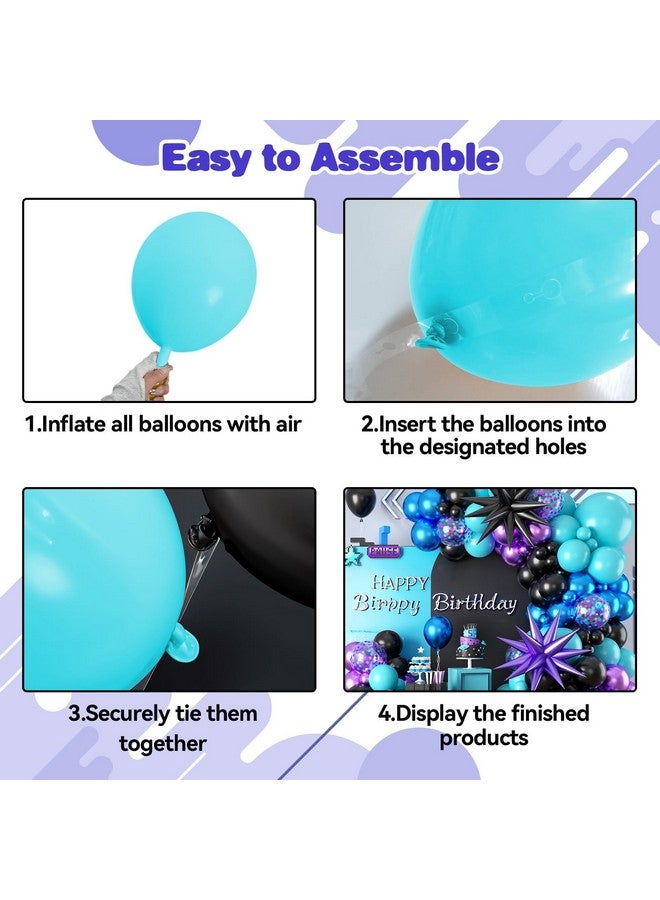 Sowide Teal Purple and Black Balloon Arch Kit,Metallic Blue Purple Teal Confetti Balloons Garland Kit with 2pcs Star Foil Balloons for Kids Fun Play Party Decorations Baby Shower Engagement Supplies - Image 3