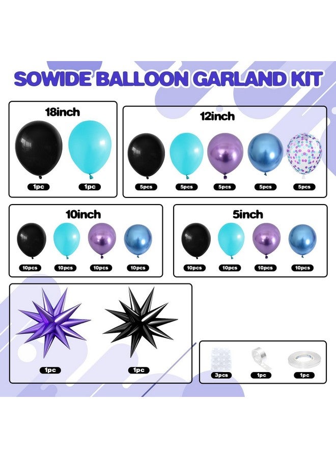Sowide Teal Purple and Black Balloon Arch Kit,Metallic Blue Purple Teal Confetti Balloons Garland Kit with 2pcs Star Foil Balloons for Kids Fun Play Party Decorations Baby Shower Engagement Supplies - Image 2