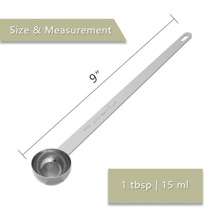 LEIFENY 2PCS 1 Tablespoon Coffee Scoop, 9" Long Handle Measuring Spoon, One tbsp (15 ml) Stainless Steel Scooper - Image 5