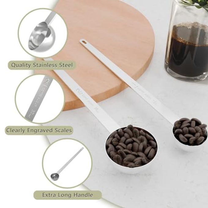 LEIFENY 2PCS 1 Tablespoon Coffee Scoop, 9" Long Handle Measuring Spoon, One tbsp (15 ml) Stainless Steel Scooper - Image 3