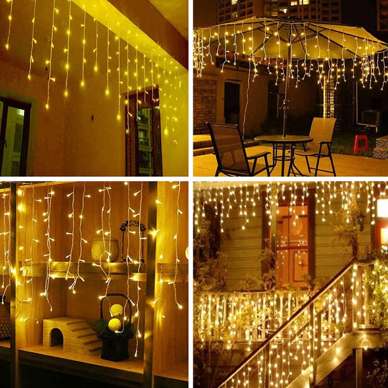 LOFTOLMEA LED Ceiling Icicle Lights, 16.4FT 216 LEDs 8 Modes Twinkle Christmas Hanging Fairy String Curtain Lights for Parties Mall Patio Yard Indoor Outdoor Decoration Warm White, 5M - Image 3