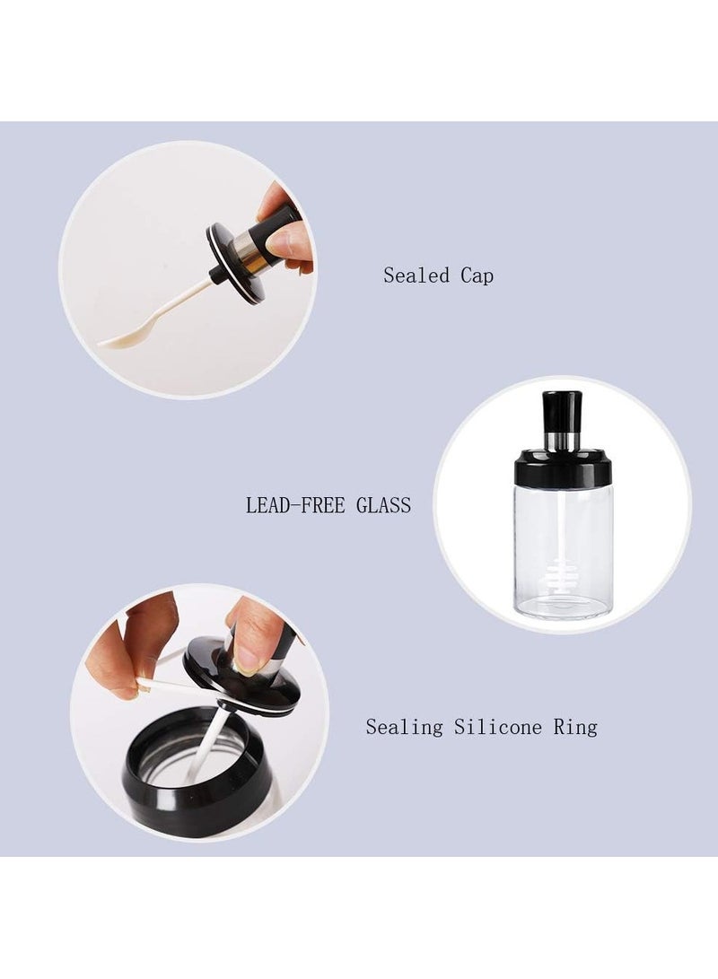 Kitchen Glass Spice Jars Seasonning Box, Condiment Pots Spice Jars with Spoons, Oil Bottle Honey Jar Dispenser, Airtight Cap Set of 4 clear - Image 5