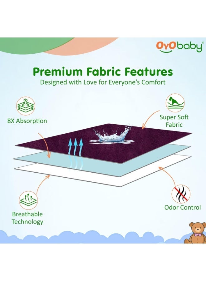 OYO BABY Dry Sheet, Anti-Piling Fleece, Extra Absorbant & Quick Dry Sheet for Baby & Adult, Mattress Proector Waterproof Bed Sheet, Baby/Adult - Single Bed - (72" X 36") - Plum - Image 3