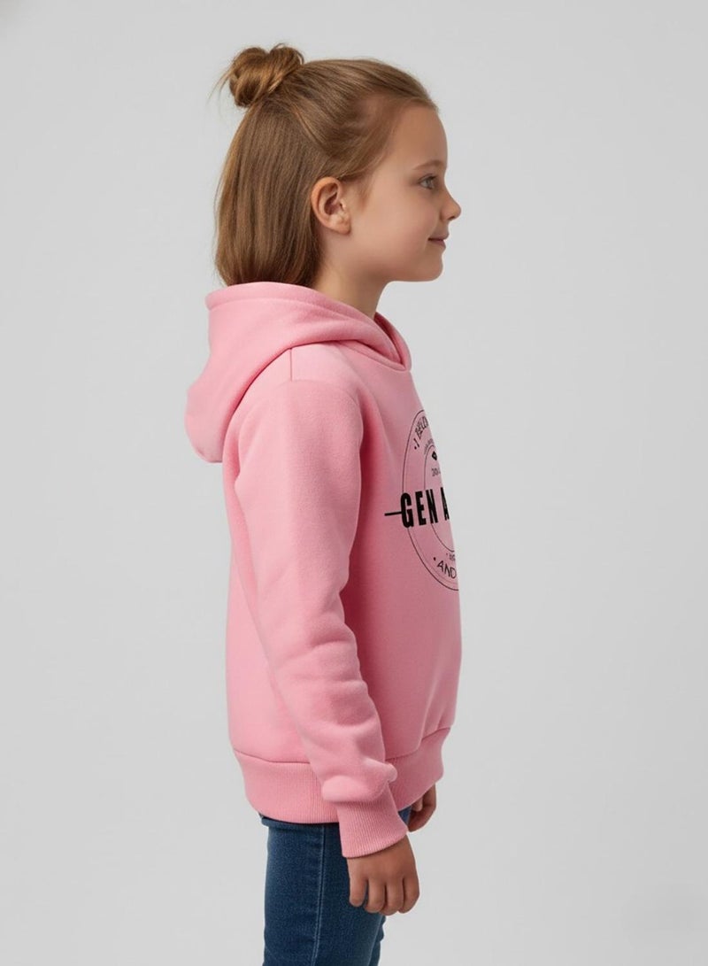 babyqlo Girls Pink Gen Alpha Winter Fleece Hoodie - Image 3
