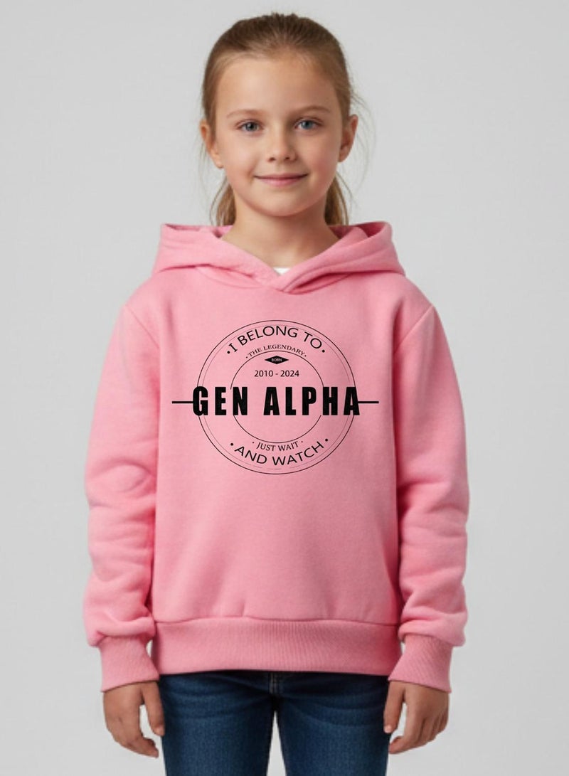 babyqlo Girls Pink Gen Alpha Winter Fleece Hoodie - Image 1
