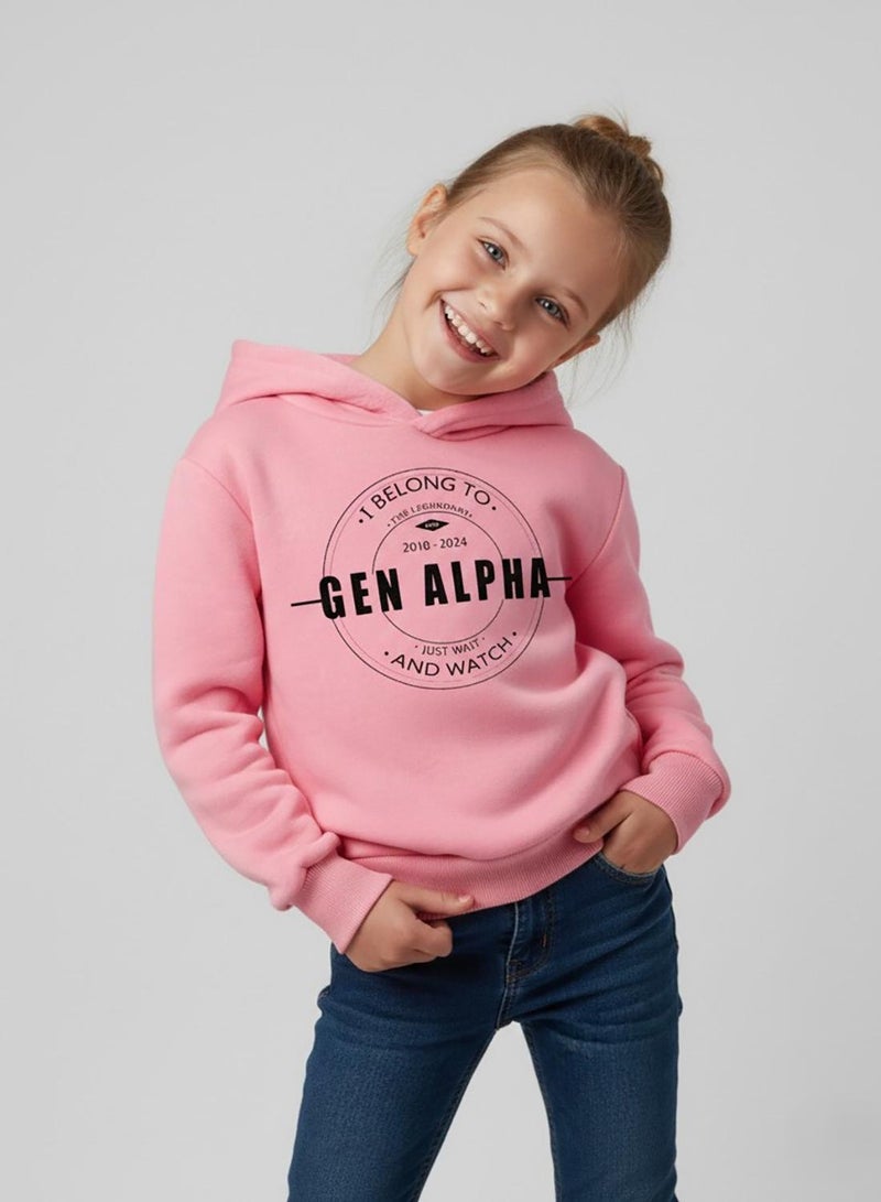 babyqlo Girls Pink Gen Alpha Winter Fleece Hoodie - Image 4