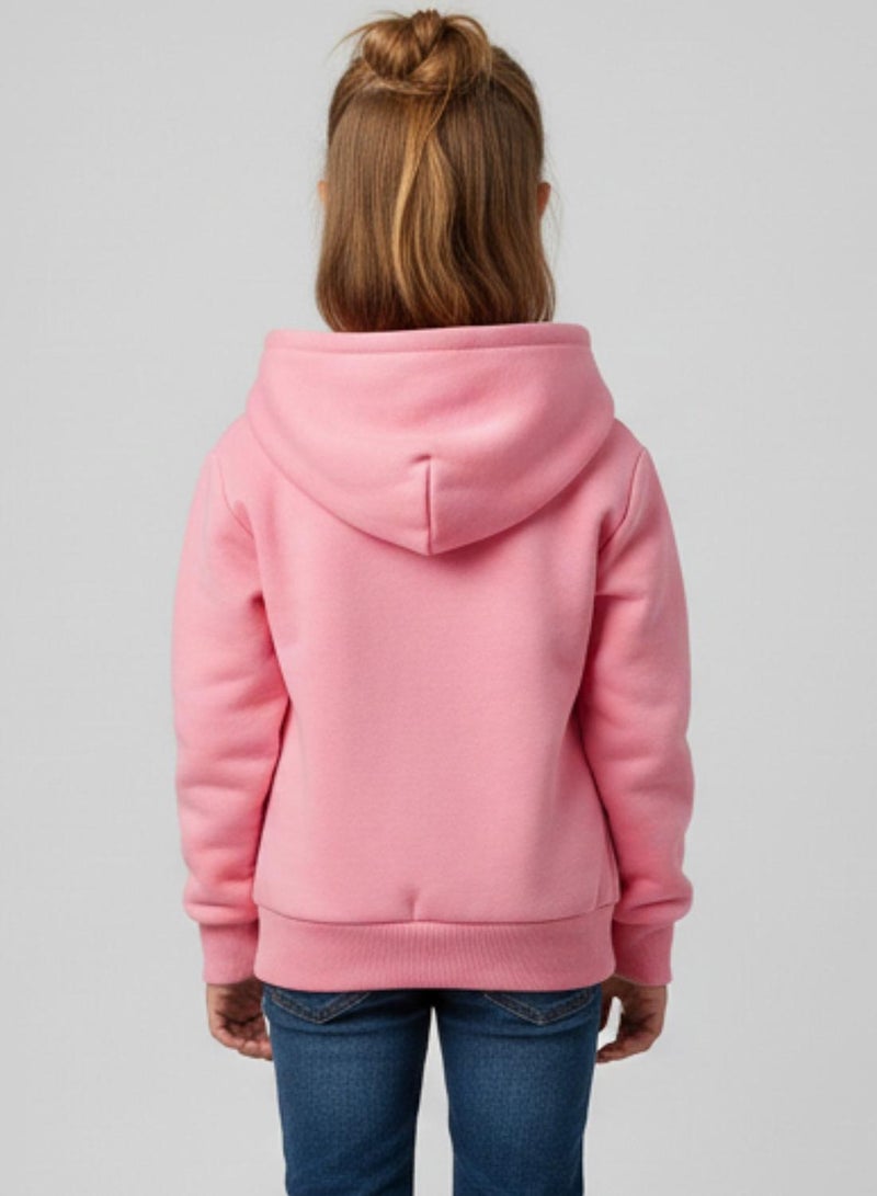 babyqlo Girls Pink Gen Alpha Winter Fleece Hoodie - Image 2
