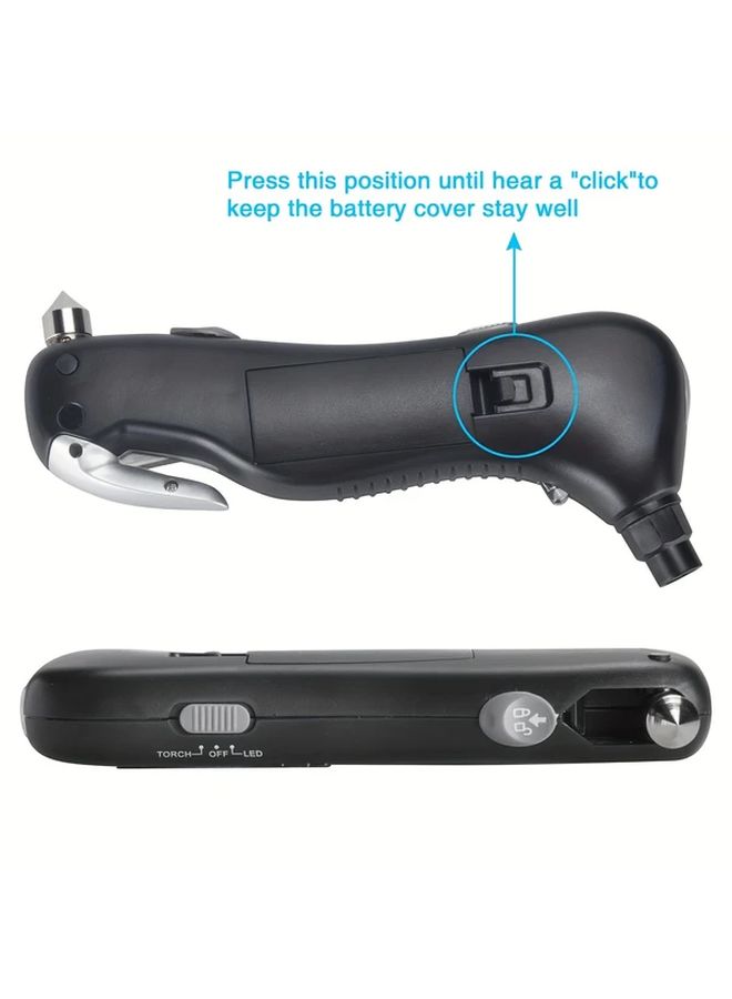 Black 150 PSI Digital Tire Pressure Gauge with 5 in 1 Emergency Tools Safety Hammer Seat Belt Cutter - Image 3