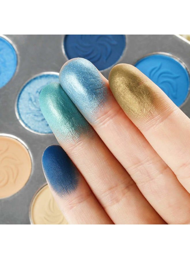 Afflano Blue Eyeshadow Palette Matte Shimmer, Highly Pigmented Waterproof Space Blue Eye Shadow Palette, Navy Silver Blue Glitter Eyeshadow Pallet for Christmas Snowflake Blue Eyes Makeup - Image 5