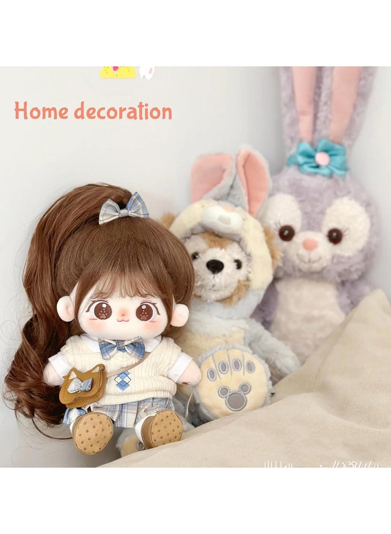 general 20cm Plush Doll Cotton Doll with Costume Set, Cute Soft Padded Dress Up Doll With Wig Cute Long Hair Cotton Doll Girl Birthday Gift - Image 3