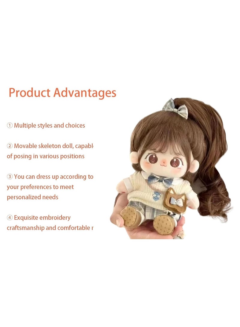 general 20cm Plush Doll Cotton Doll with Costume Set, Cute Soft Padded Dress Up Doll With Wig Cute Long Hair Cotton Doll Girl Birthday Gift - Image 4