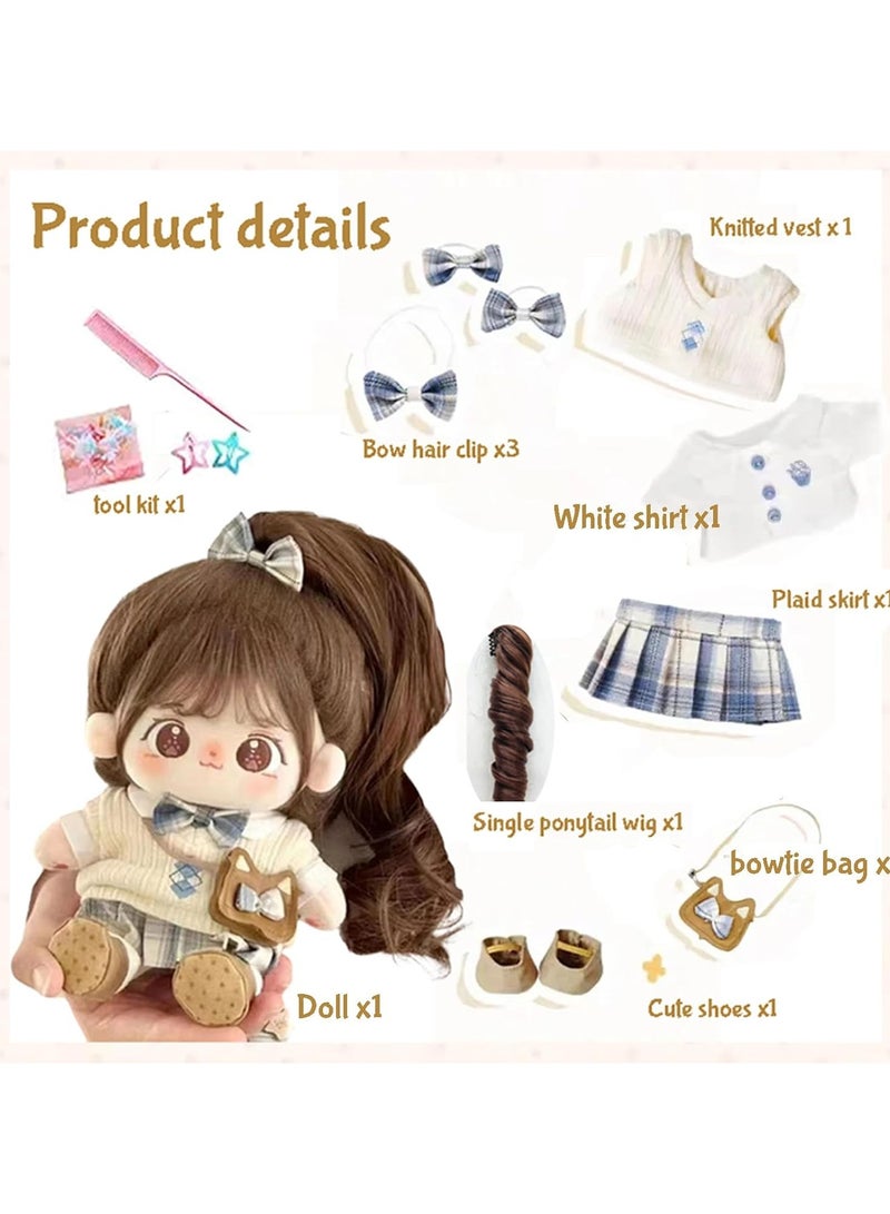 general 20cm Plush Doll Cotton Doll with Costume Set, Cute Soft Padded Dress Up Doll With Wig Cute Long Hair Cotton Doll Girl Birthday Gift - Image 2