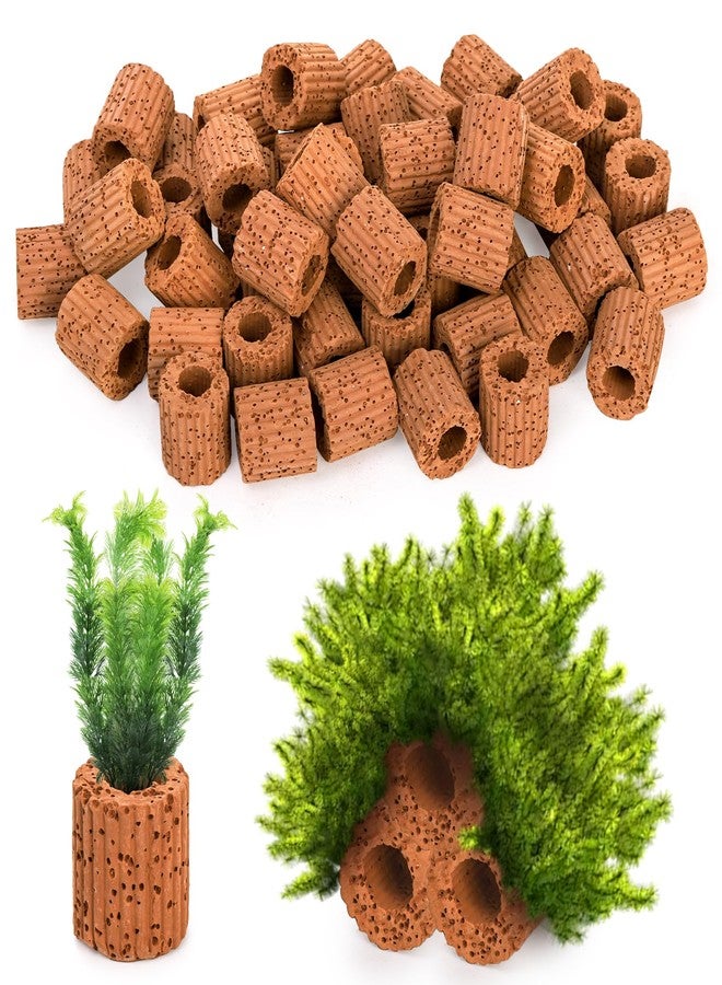 TOPZEA 50 Pcs Aquatic Water Plant Fixed Rings, Ceramic Aquarium Plant Holder Weights Aquarium Landscape Cultivation Fixed Cup Pottery Plants Pot Gravity Ring for Fish Tank Accessories - Image 1