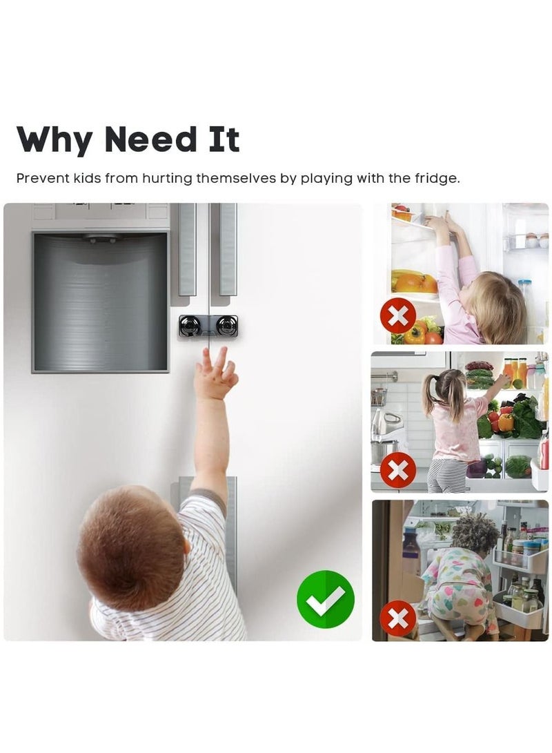 2 Pack Childproof Refrigerator Lock, Baby Safety French Fridge Door Lock, Freezer Lock, Invisible Cabinet Cupboard Lock for Toddlers, Easy to Install, no Tools Need or Drill - Image 4