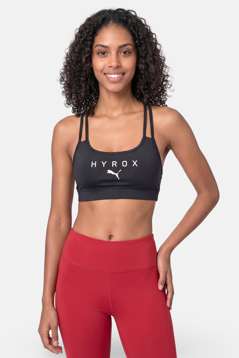 Puma x Hyrox Women Brand Logo Padded Sports Bra, Black - Image 1