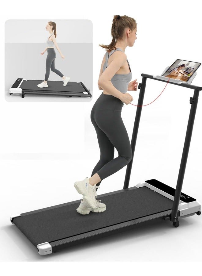 سانتين رايلي وسادة مشي 2 في 1، جهاز مشي 2.5 حصان تحت المكتب للاستخدام المنزلي والمكتب، جهاز مشي مدمج 220 رطل مع شاشة LED، جهاز مشي قابل للطي مع درابزين، بدون تجميع - Image 1