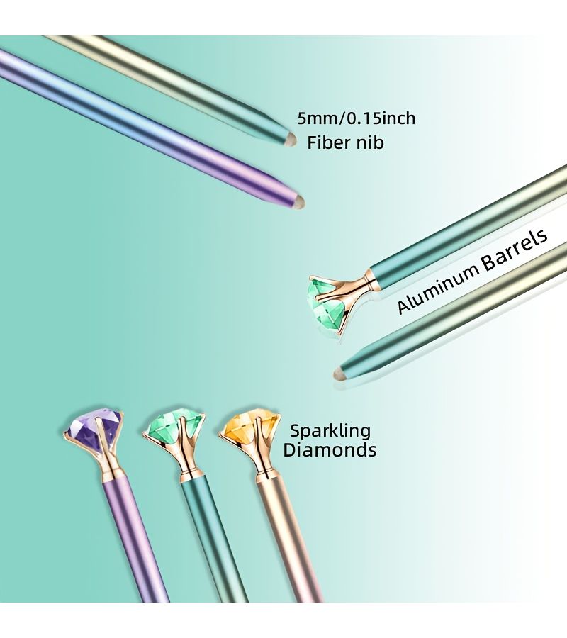 1 Piece Large Crystal Diamond Pen Shiny Purple Blue Crystal Metal Stylus With Small Fiber Tip Compatible With Ipad Iphone Tablets And All Universal Touchscreen Devices - Image 5
