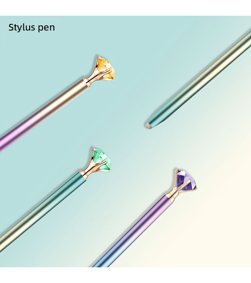 1 Piece Large Crystal Diamond Pen Shiny Purple Blue Crystal Metal Stylus With Small Fiber Tip Compatible With Ipad Iphone Tablets And All Universal Touchscreen Devices - Image 4