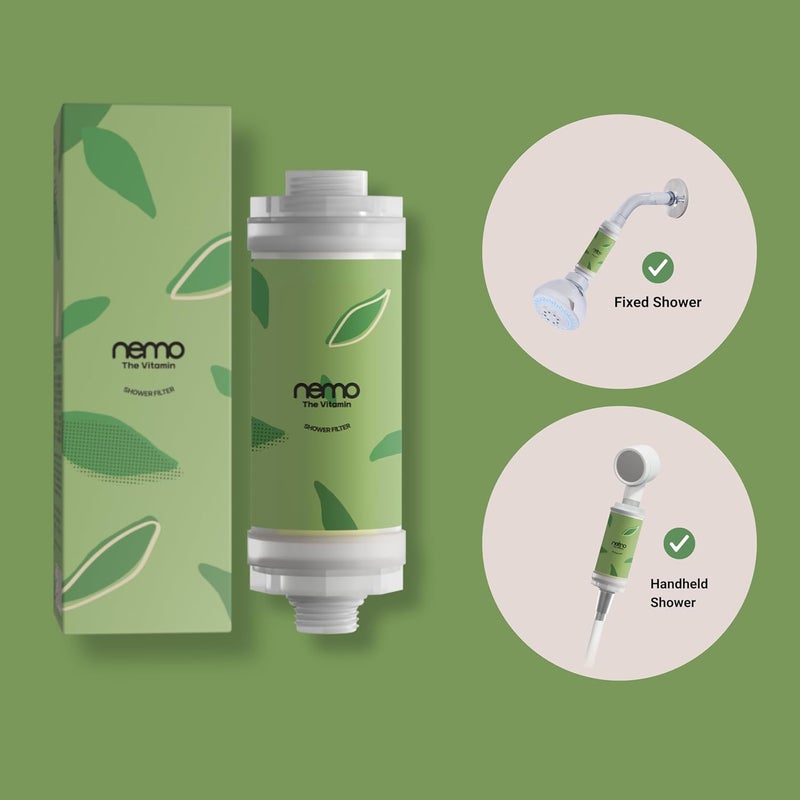NEMO Vitamin Shower Filter (Slow Green Tea) – Advanced Chlorine & Rust Removal | Vitamin C + Glycerin Enriched |Moisturising Filter for Softer Skin & Hair | Korean Water Purifier Technology | 1 Unit - Image 2
