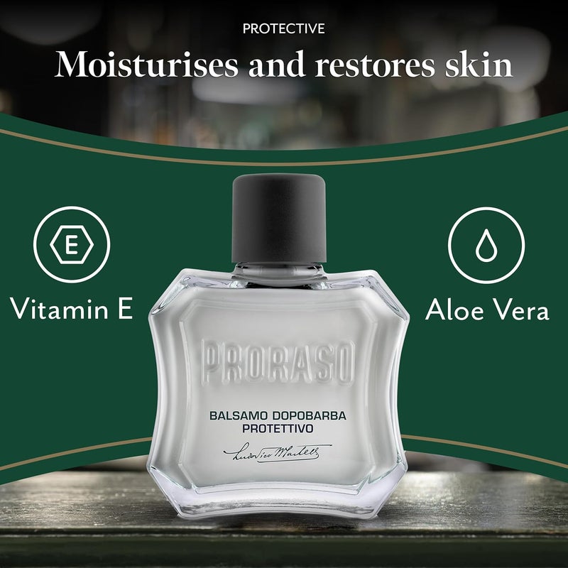 Proraso Aftershave Balm Protective 100ml AlcoholFree Post Shave Balm with Aloe and Vitamin E Soothes and Protects Skin Made in Italy White - Image 2