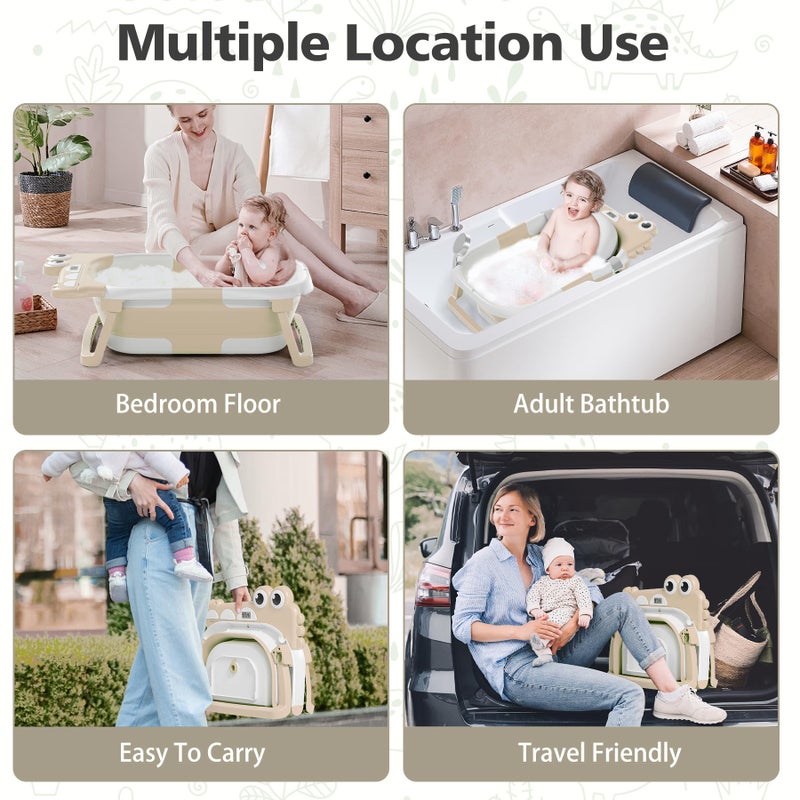 TPN Collapsible Baby Bathtub, Baby Bath Tub with Soft Cushion & Real-Time Thermometer, Baby Bathtub Infant to Toddler Tub (0-36 Months), Portable Newborn Travel Bath tub - Image 5