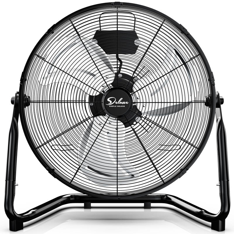 Simple Deluxe Simple Deluxe 20 Inch 3Speed High Velocity Heavy Duty Metal Industrial Floor Fans  Black 20 