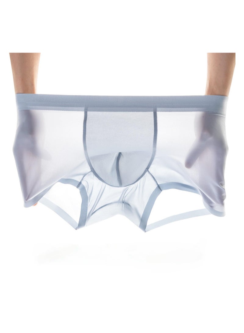SYOSI 3Pcs Men's Boxer Briefs Men's Underwear Ice Silk Boxer Brief Breathable Comfortable Cool Seamless Underwear Trunk Panties Mesh Underpants Transparent Stretch Ultra-thin Male Underpants XL - Image 2