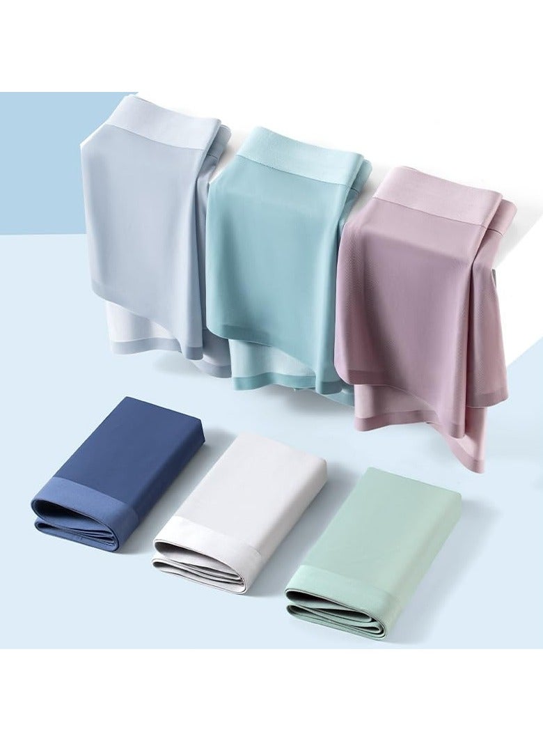 SYOSI 3Pcs Men's Boxer Briefs Men's Underwear Ice Silk Boxer Brief Breathable Comfortable Cool Seamless Underwear Trunk Panties Mesh Underpants Transparent Stretch Ultra-thin Male Underpants XL - Image 3