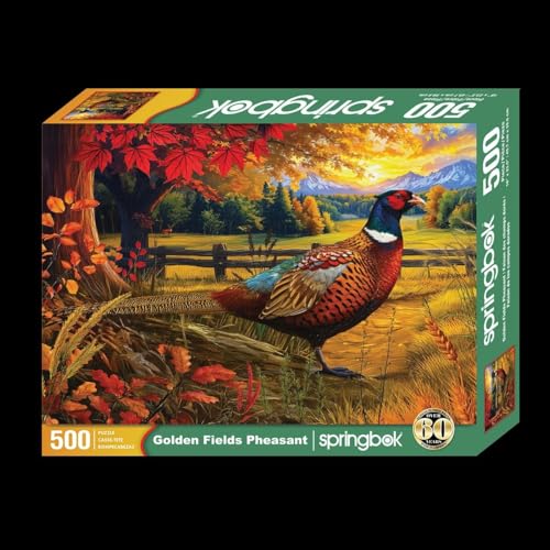 Springbok Golden Fields Pheasant 500 Piece Jigsaw Puzzle for Adults Pheasant in a Fall Scene Unique Cut Pieces Made in USA - Image 5