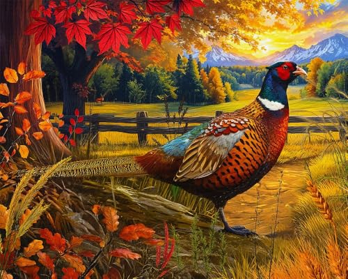 Springbok Golden Fields Pheasant 500 Piece Jigsaw Puzzle for Adults Pheasant in a Fall Scene Unique Cut Pieces Made in USA - Image 1