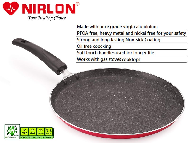 Nirlon Ruby Granite Non Stick Aluminium Gas & stovetops Friendly Flat Dosa Tawa 26cm - Image 4