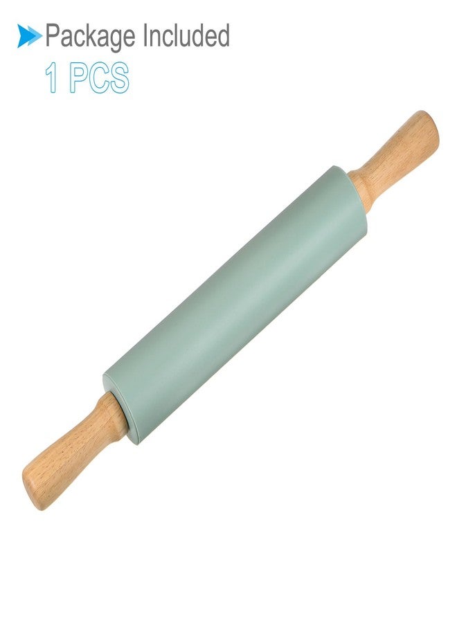 CoCud Silicone Rolling Pins, 17" Length, Silicone & Oak Non-Stick Ergonomic Wooden Handle Fondant Dough Roller Dark Green - (Applications: for Baking DIY Projects) - Image 5