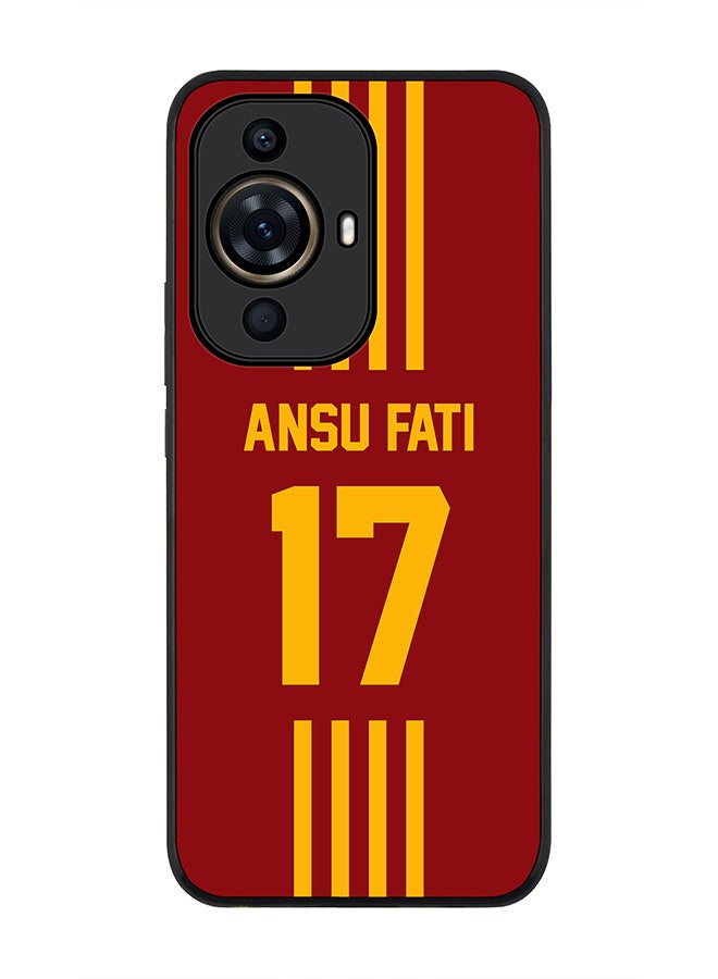 Stylizedd Rugged Black Edge case for Huawei nova 11 Pro, Slim fit Soft Flexible Rubber Edges Anti Drop Cover - Football Team - Spain , Player Name - Ansu Fati - Image 1