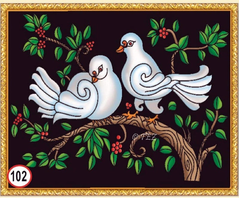 Tez DIY - Emboss Painting Kit, Birds, Medium(13x19 inch), Design No. 102 - Image 1