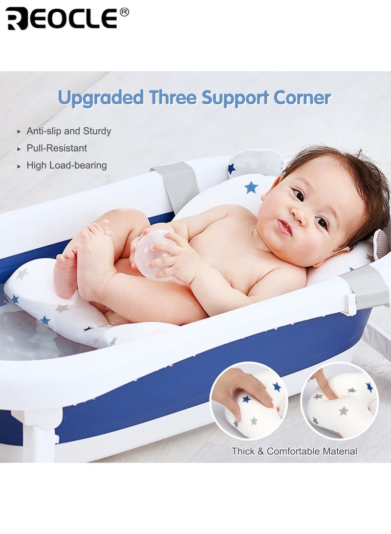 REOCLE Adjustable Non-Slip Baby Bath Support Seat with Safety Strap Comfortable Mesh Bathing Mat for Newborn to Toddler Bathtub Sitting Aid - Image 3
