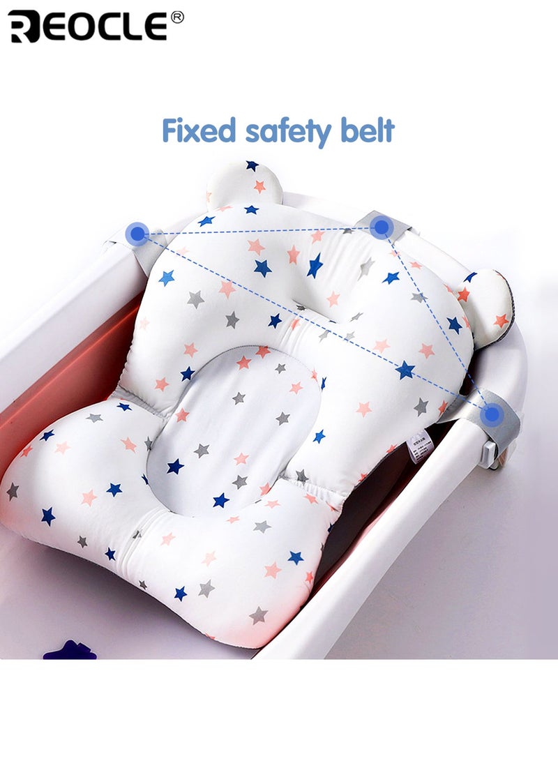 REOCLE Adjustable Non-Slip Baby Bath Support Seat with Safety Strap Comfortable Mesh Bathing Mat for Newborn to Toddler Bathtub Sitting Aid - Image 2