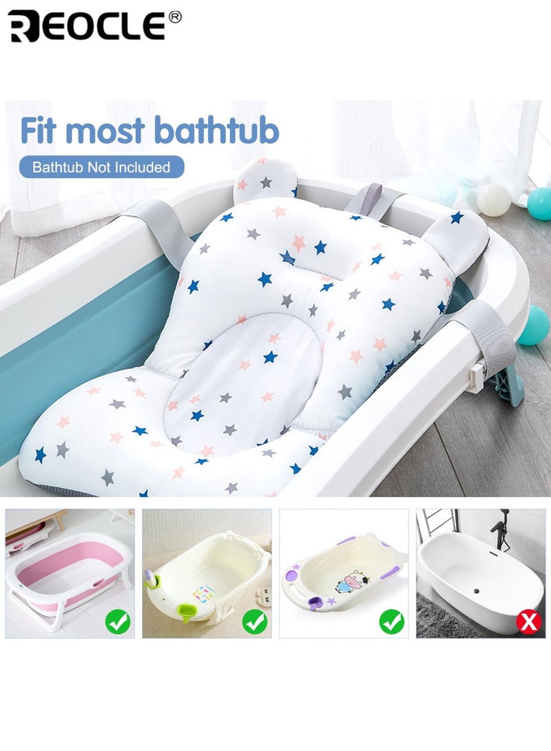 REOCLE Adjustable Non-Slip Baby Bath Support Seat with Safety Strap Comfortable Mesh Bathing Mat for Newborn to Toddler Bathtub Sitting Aid - Image 5