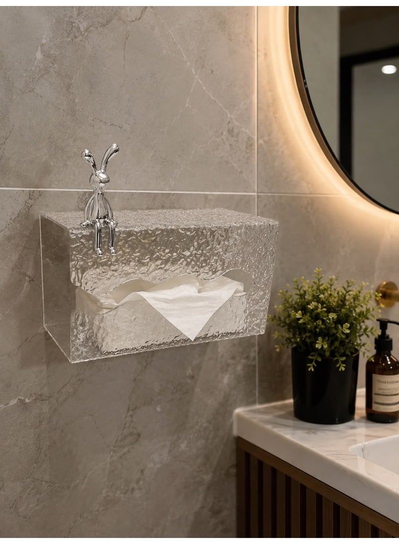 Multifunctional Glacier Pattern Tissue Box – Punch-Free Acrylic Tissue Holder & Storage Organizer for Bathroom, Living Room & Office - Image 3