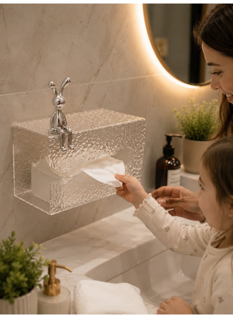 Multifunctional Glacier Pattern Tissue Box – Punch-Free Acrylic Tissue Holder & Storage Organizer for Bathroom, Living Room & Office - Image 4