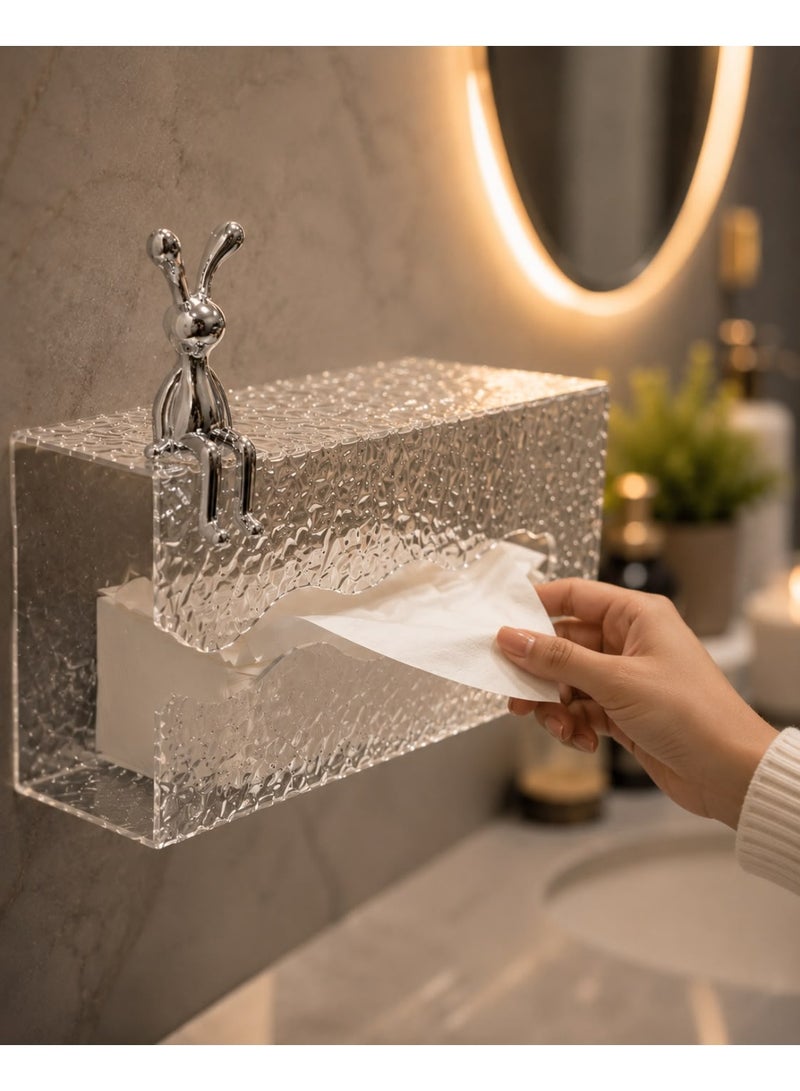 Multifunctional Glacier Pattern Tissue Box – Punch-Free Acrylic Tissue Holder & Storage Organizer for Bathroom, Living Room & Office - Image 1