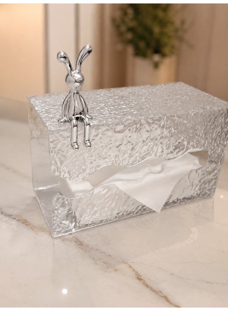 Multifunctional Glacier Pattern Tissue Box – Punch-Free Acrylic Tissue Holder & Storage Organizer for Bathroom, Living Room & Office - Image 2