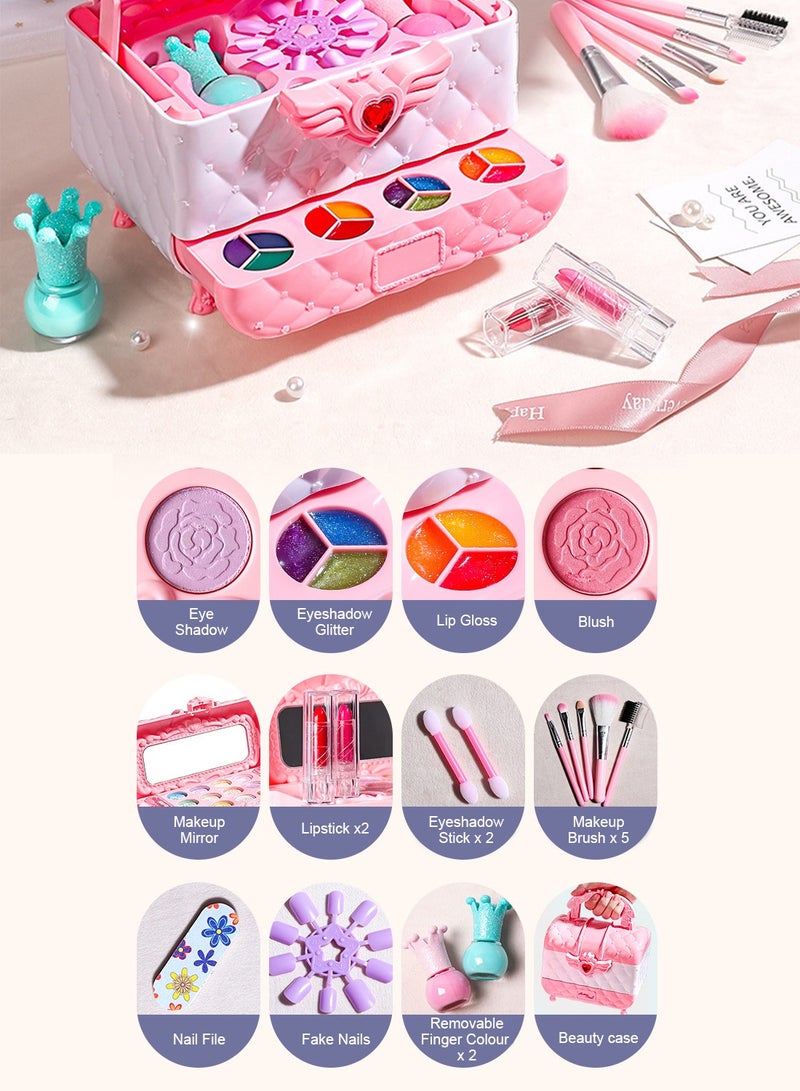 Sharpdo Kids Makeup Kit for Little Girls,Washable Makeup Kit,Kids Real Girls Makeup Kit with Cosmetic Case,Pretend Play Makeup Set Toys Birthday Gifts - Image 4