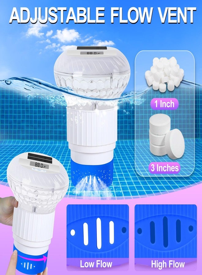 FineBud Pool Chlorine Floater with Thermometer, Digital Screen Floating Chlorine Dispenser for Pool, Solar Pool Chlorine Floater with Colorful Lights, Button Control Chlorine Floater with Thermometer - Image 5