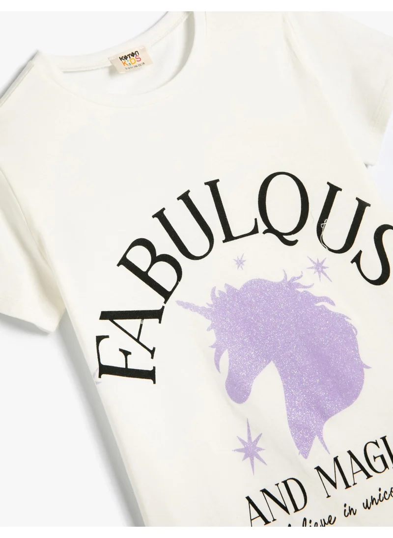 كوتون Unicorn T-Shirt Short Sleeve Crew Neck Cotton