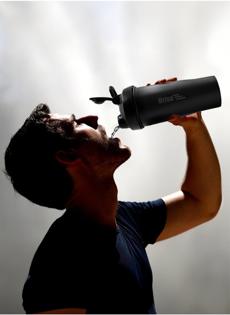 Urise Protein Shaker Bottle Blender Leakproof Cup for Shakes with a Metal Mixer Perfect for Mixing Supplements 600 ml  - Image 2
