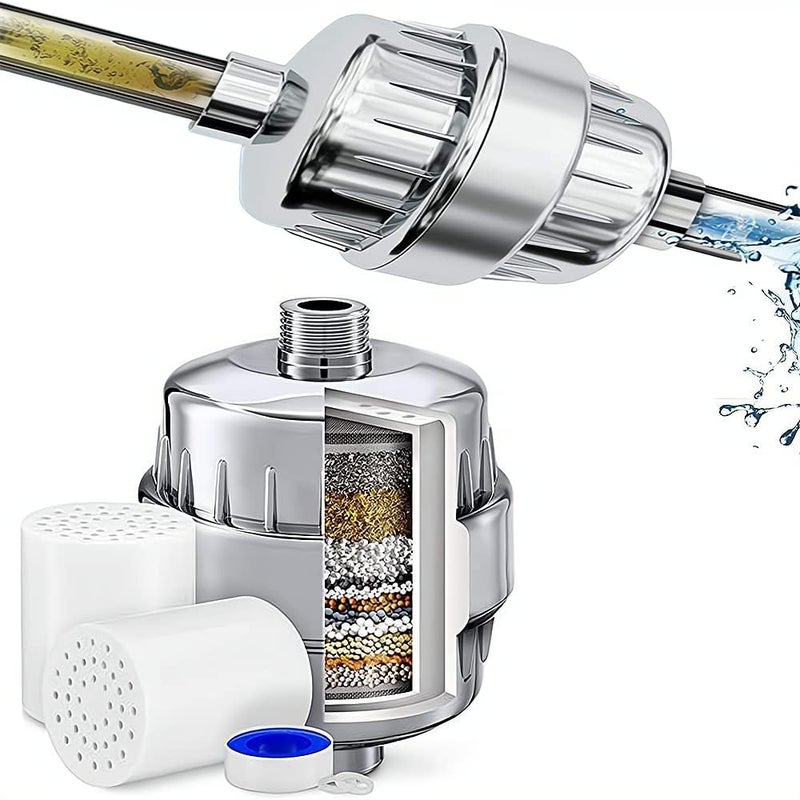 Luckam 15 Stage Shower Filter, Shower Head Filter with Vitamin C Water Softener Reduces Dry Itchy Skin for Hard Water, High Output Shower Water Filter to Remove Chlorine Heavy Metals and Other Sediments - Image 1