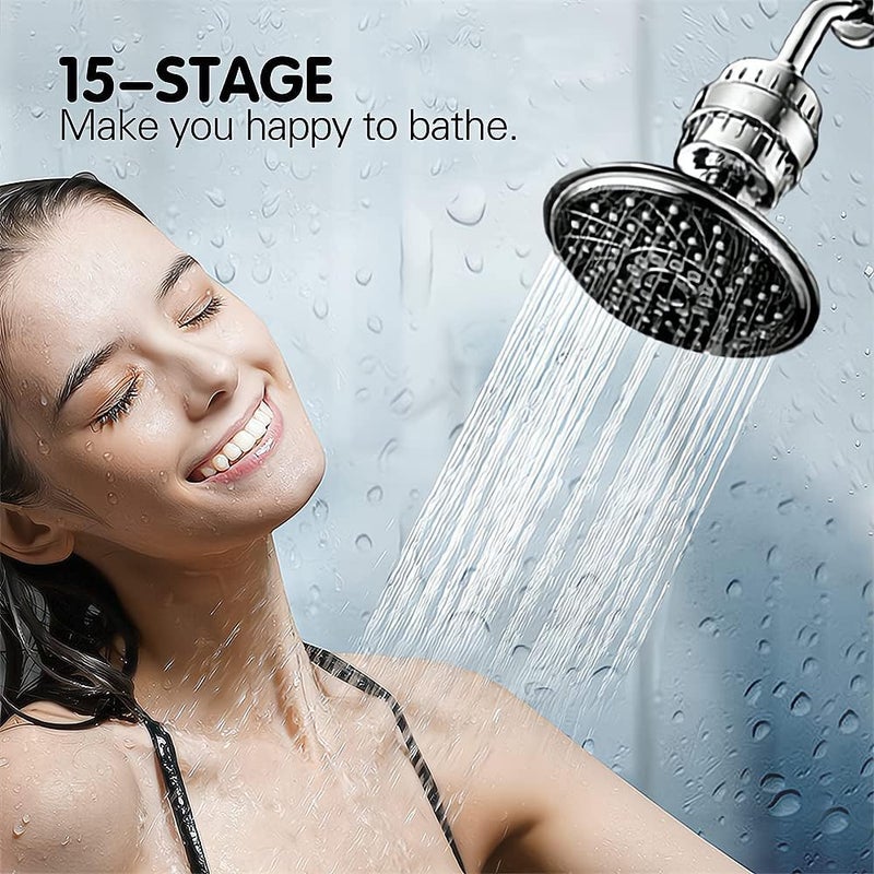 Luckam 15 Stage Shower Filter, Shower Head Filter with Vitamin C Water Softener Reduces Dry Itchy Skin for Hard Water, High Output Shower Water Filter to Remove Chlorine Heavy Metals and Other Sediments - Image 2